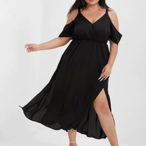 Midi Dress Cold Shoulder Dress